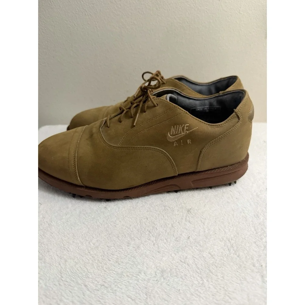 Vintage NIKE Air Golf Suede Leather Spiked Shoes Men's Size 9 Brown 90s Normcore